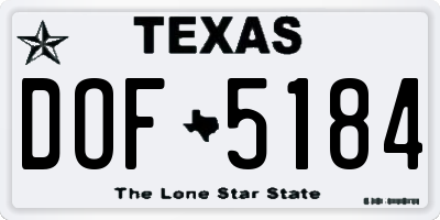 TX license plate DOF5184