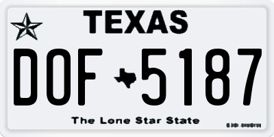 TX license plate DOF5187