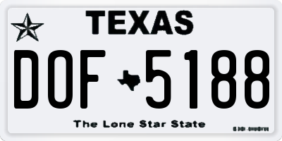 TX license plate DOF5188