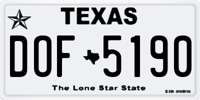 TX license plate DOF5190