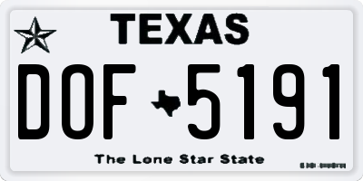 TX license plate DOF5191