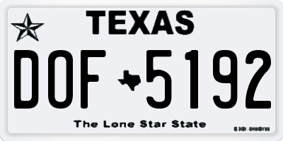 TX license plate DOF5192