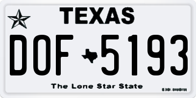 TX license plate DOF5193