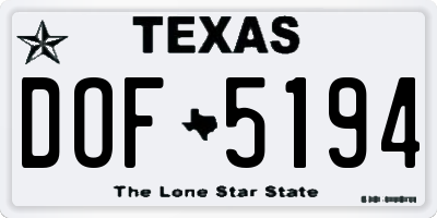 TX license plate DOF5194