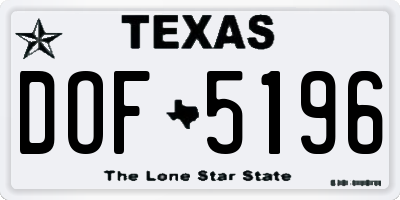 TX license plate DOF5196