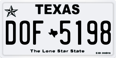 TX license plate DOF5198
