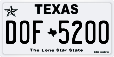 TX license plate DOF5200