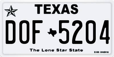 TX license plate DOF5204