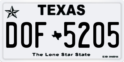TX license plate DOF5205