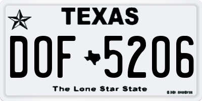 TX license plate DOF5206
