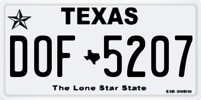 TX license plate DOF5207