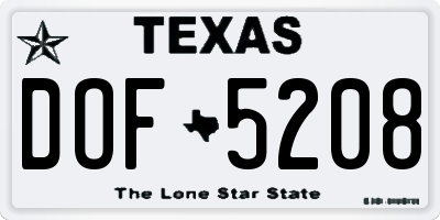 TX license plate DOF5208