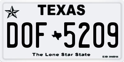 TX license plate DOF5209