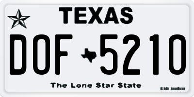 TX license plate DOF5210