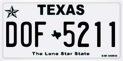 TX license plate DOF5211