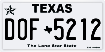 TX license plate DOF5212