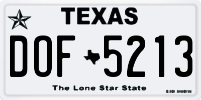 TX license plate DOF5213