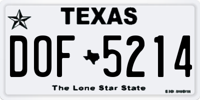 TX license plate DOF5214