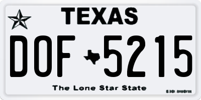 TX license plate DOF5215