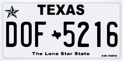 TX license plate DOF5216