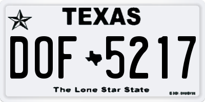 TX license plate DOF5217