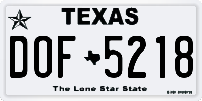 TX license plate DOF5218