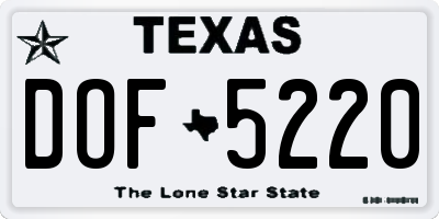 TX license plate DOF5220