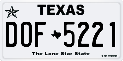 TX license plate DOF5221