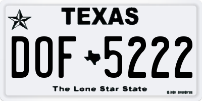 TX license plate DOF5222