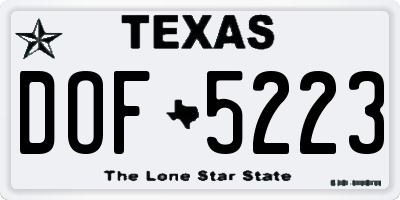 TX license plate DOF5223