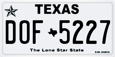 TX license plate DOF5227