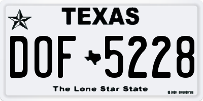 TX license plate DOF5228