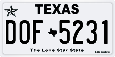 TX license plate DOF5231