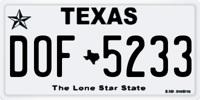 TX license plate DOF5233