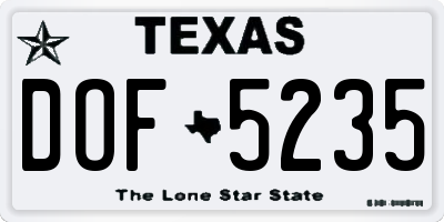 TX license plate DOF5235