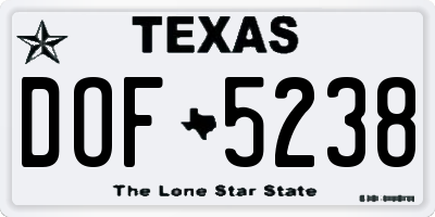 TX license plate DOF5238