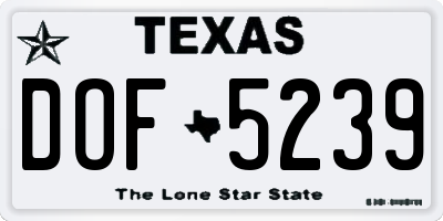 TX license plate DOF5239