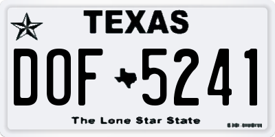 TX license plate DOF5241