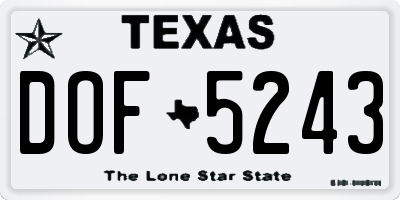 TX license plate DOF5243