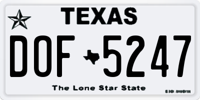 TX license plate DOF5247