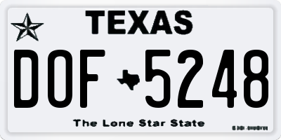 TX license plate DOF5248