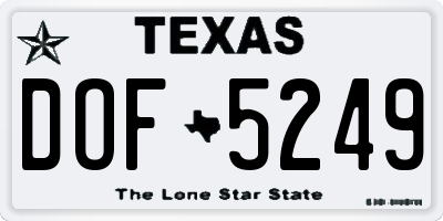 TX license plate DOF5249