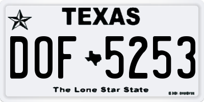 TX license plate DOF5253