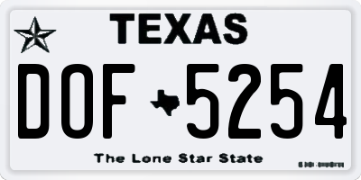 TX license plate DOF5254