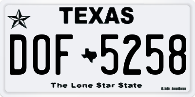 TX license plate DOF5258