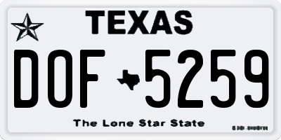 TX license plate DOF5259