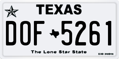TX license plate DOF5261