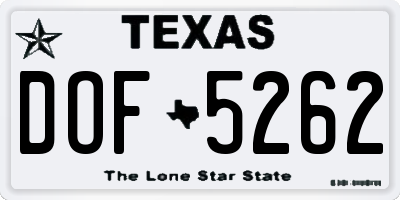 TX license plate DOF5262