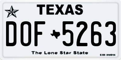 TX license plate DOF5263