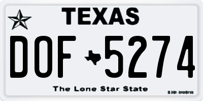 TX license plate DOF5274